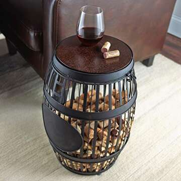 Wine Enthusiast Barrel Cork Table for Cork Collection