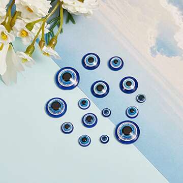 Stiesy 220/box Resin Blue Evil Eye Cabochons Flatback Beads 6mm/8mm/10mm/12mm/14mm/16mm Doll Making Accessories for Jewelry Making