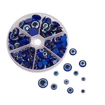 Stiesy 220/box Resin Blue Evil Eye Cabochons Flatback Beads 6mm/8mm/10mm/12mm/14mm/16mm Doll Making Accessories for Jewelry Making