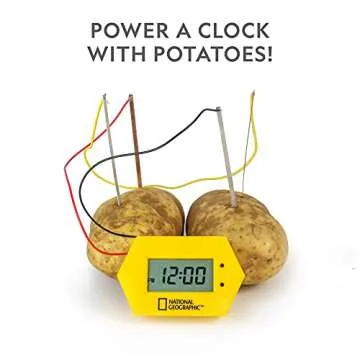 NATIONAL GEOGRAPHIC Battery Making Kit - Potato Clock and Penny Powered Flashlight Science Kit, 2 Electricity STEM Projects for Kids, Electrical Circuit Toy for Boys and Girls (Amazon Exclusive)
