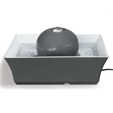 PetSafe Drinkwell Ceramic Pet Water Fountain - Quiet Automatic 70oz Dispenser for Cats & Dogs with Filters - Dishwasher Safe Square Design