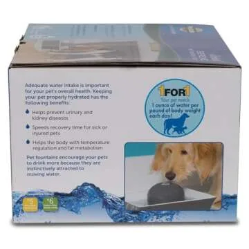 PetSafe Drinkwell Ceramic Pet Water Fountain - Quiet Automatic 70oz Dispenser for Cats & Dogs with Filters - Dishwasher Safe Square Design