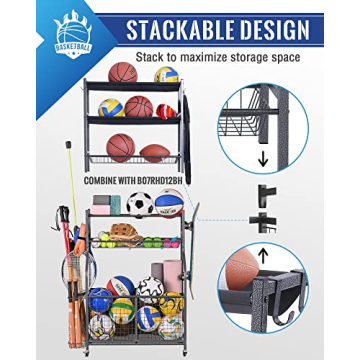 Mythinglogic Sports Equipment Garage Organizer with Wheels