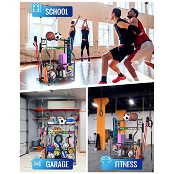 Mythinglogic Sports Equipment Garage Organizer with Wheels