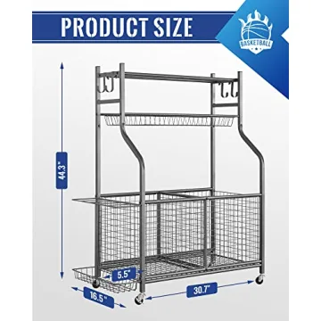 Mythinglogic Sports Equipment Garage Organizer with Wheels