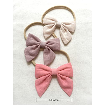 Cherssy Baby Bows: 3pcs Soft and Stretchy Headbands