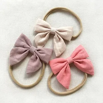 Cherssy Baby Bows: 3pcs Soft and Stretchy Headbands