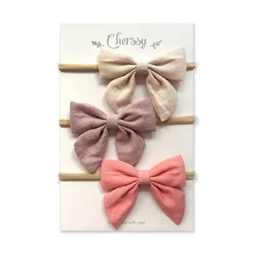 Cherssy Baby Bows: 3pcs Soft and Stretchy Headbands