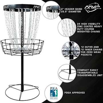 MVP Disc Sports Black Hole Pro 24 Chain Disc Golf Basket with Transit Bag
