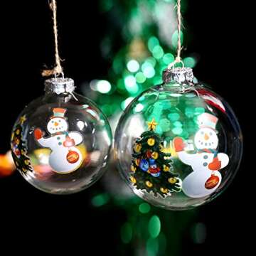 12 Pcs DIY Clear Plastic Fillable Balls Ornament, 2.36Inch Christmas Balls for Christmas, Halloween,...