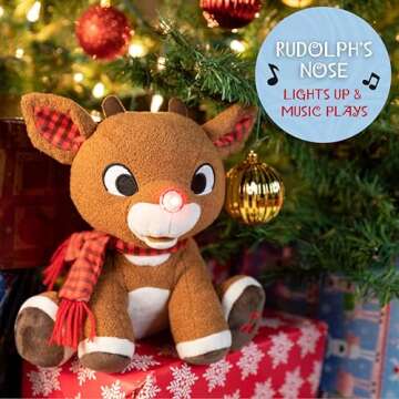Rudolph the Red-Nosed Reindeer - Stuffed Animal Plush Toy with Music & Lights