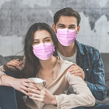 Stylish 100 Pcs Pink Disposable 3 Ply Masks for Adults