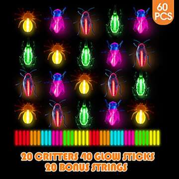 Glow Critters for Halloween Party Favor, Glow in The Dark Toys Set for Kids, School Classroom Game R...