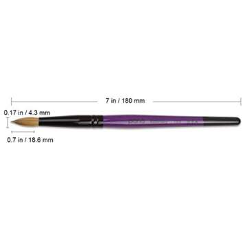 Professional Purple Wood Kolinsky Acrylic Nail Brush - Size 10