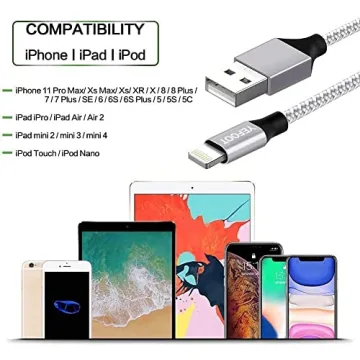 Durable YEFOOT MFi Certified iPhone Charger Cable Set 6-Pack