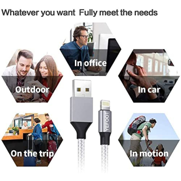 Durable YEFOOT MFi Certified iPhone Charger Cable Set 6-Pack