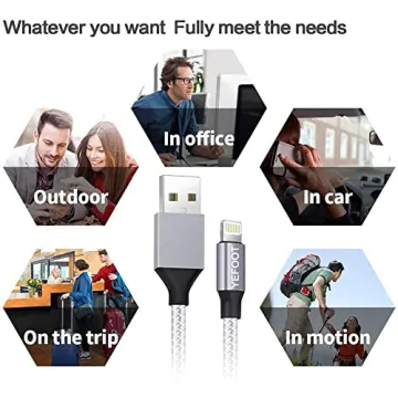 Durable YEFOOT MFi Certified iPhone Charger Cable Set 6-Pack
