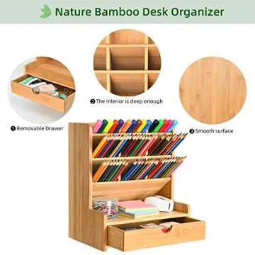 Marbrasse Bamboo Pen Organizer for Stylish Desk Organization