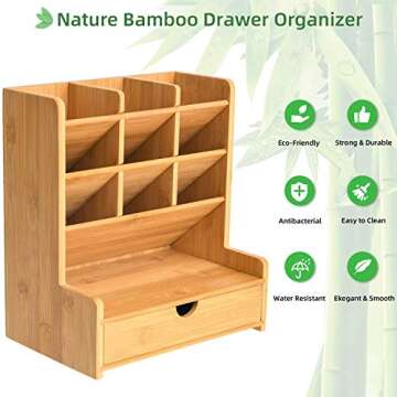 Marbrasse Bamboo Pen Organizer for Stylish Desk Organization