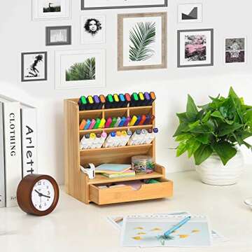 Marbrasse Bamboo Pen Organizer for Stylish Desk Organization