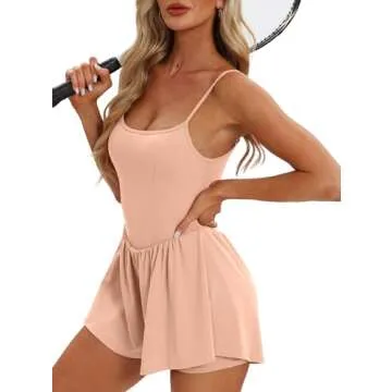 Beaully Women's Summer Sleeveless Rompers Spaghetti Strap Double Lined Jumpsuit Shorts Overalls 6110 Light Pink S