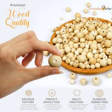 510 Pcs Wooden Beads for DIY Crafts and Jewelry Making