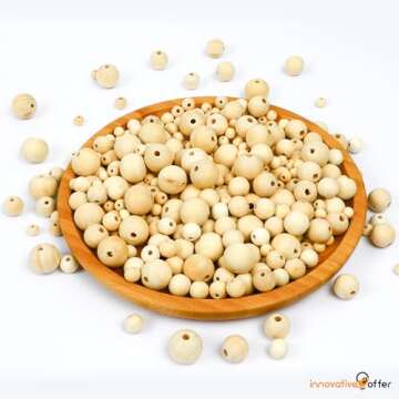 510 Pcs Wooden Beads for DIY Crafts and Jewelry Making