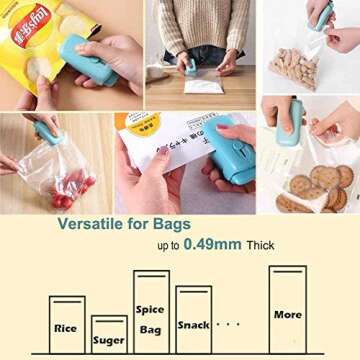 Mini Bag Sealer,2 in 1 Heat Sealer with Cutter,Bag Heat Sealer Handheld Portable Vacuum Sealers for Chip Bags Plastic Bags Food Storage Snack Fresh Bag Sealer (Battery Not Included)