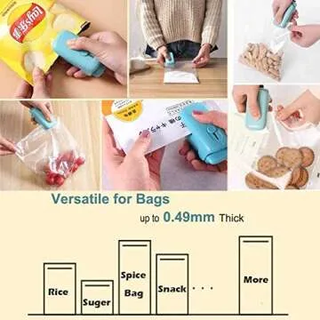 Mini Bag Sealer,2 in 1 Heat Sealer with Cutter,Bag Heat Sealer Handheld Portable Vacuum Sealers for Chip Bags Plastic Bags Food Storage Snack Fresh Bag Sealer (Battery Not Included)