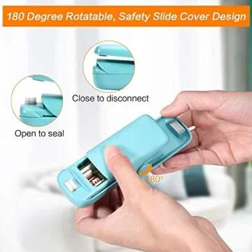 Mini Bag Sealer,2 in 1 Heat Sealer with Cutter,Bag Heat Sealer Handheld Portable Vacuum Sealers for Chip Bags Plastic Bags Food Storage Snack Fresh Bag Sealer (Battery Not Included)