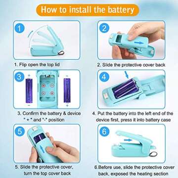 Mini Bag Sealer,2 in 1 Heat Sealer with Cutter,Bag Heat Sealer Handheld Portable Vacuum Sealers for Chip Bags Plastic Bags Food Storage Snack Fresh Bag Sealer (Battery Not Included)