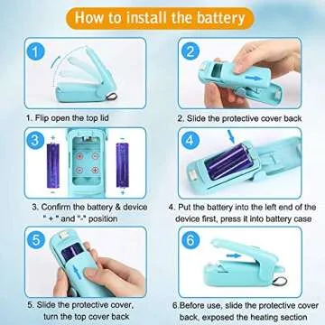 Mini Bag Sealer,2 in 1 Heat Sealer with Cutter,Bag Heat Sealer Handheld Portable Vacuum Sealers for Chip Bags Plastic Bags Food Storage Snack Fresh Bag Sealer (Battery Not Included)