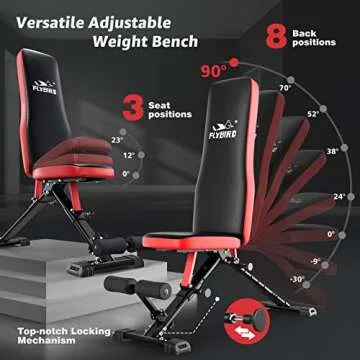 FLYBIRD Workout Bench, Adjustable Weight Bench Foldable Strength Training Bench for Home Gym - Newly Upgraded