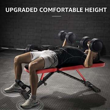FLYBIRD Workout Bench, Adjustable Weight Bench Foldable Strength Training Bench for Home Gym - Newly Upgraded