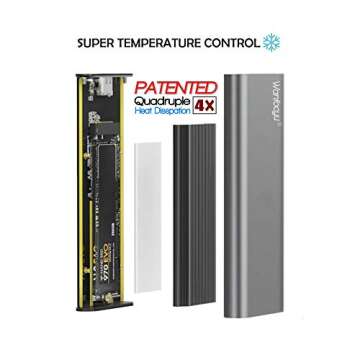 USB Type-C M.2 NVMe SSD Enclosure Adapter, USB 3.1 Gen 2 10Gbps Solid State Drive Aluminum Outer Cas...