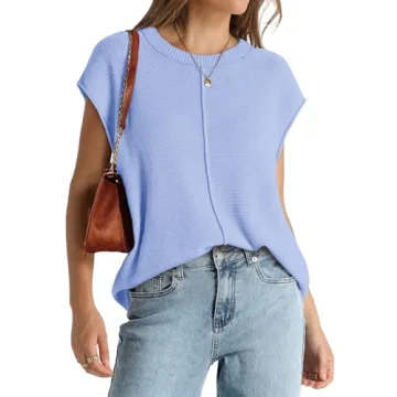 Trendy Summer Sweater Vest for Women in Baby Blue