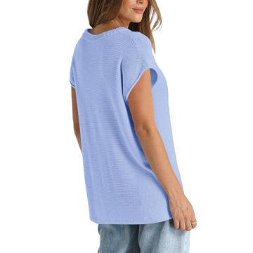 Trendy Summer Sweater Vest for Women in Baby Blue