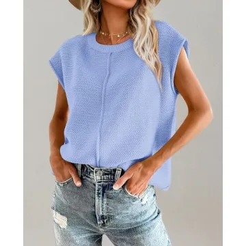 Trendy Summer Sweater Vest for Women in Baby Blue