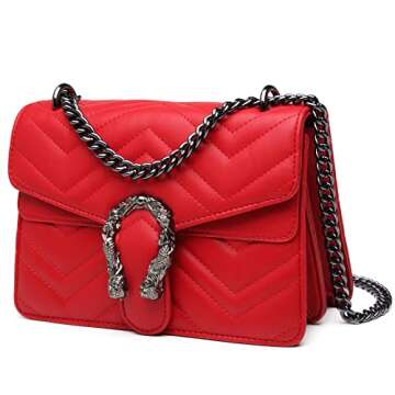 MYHOZEE Crossbody Purses for Women - Stylish Leather Chain Handbag