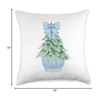 Chinoiserie Christmas Winter Blue Willow Home Decor Hanukkah Throw Pillow