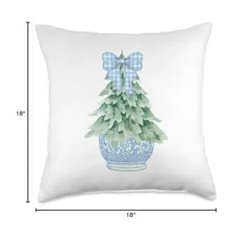 Chinoiserie Winter Blue Willow Decorative Throw Pillow