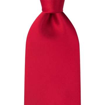 KissTies Mens Red Satin Tie Set Solid Ties Necktie For Men + Pocket Square