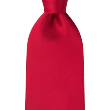 KissTies Mens Red Satin Tie Set Solid Ties Necktie For Men + Pocket Square