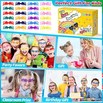 GIFTINBOX Heart Sunglasses Colorful Kids Party Favors