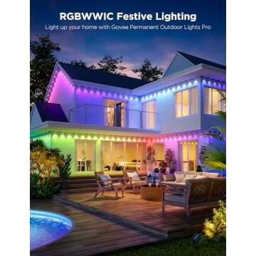 Govee Permanent Outdoor Lights Pro, 100ft with 60 RGBIC LED Lights for Daily and Accent Lighting, 75 Scene Modes for Outdoor Decor, IP67 Waterproof, Works with Alexa, Google Assistant, Matter, Black