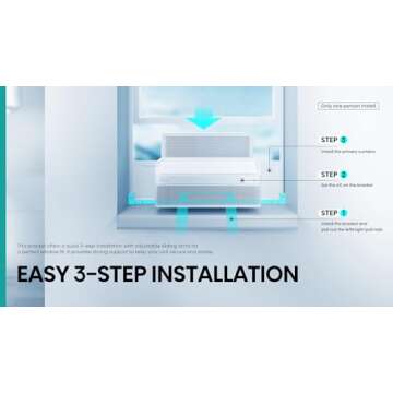 Hisense 8,000 BTU Smart Inverter Window Air Conditioner Easy Install Bracket, Up to 350 Sq Ft, Ultra...
