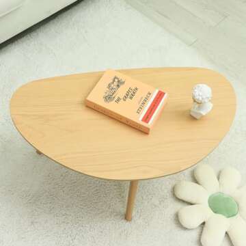 FIRMINANA Small Oval Coffee Table Mid Century Modern for Living Room Center Minimalist Display Coffe...