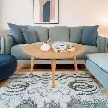 FIRMINANA Small Oval Coffee Table Mid Century Modern for Living Room Center Minimalist Display Coffe Table,Nature Wood,18.9" D x 33.47" W 15.75" H