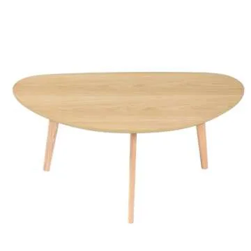 FIRMINANA Small Oval Coffee Table Mid Century Modern for Living Room Center Minimalist Display Coffe Table,Nature Wood,18.9" D x 33.47" W 15.75" H