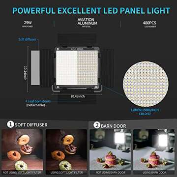 GVM 3 Pack LED Video Lighting Kits with APP Control, Bi-Color Variable 2300K~6800K with Digital Disp...